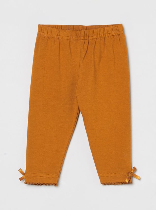 Girls Solid Elasticated Leggings