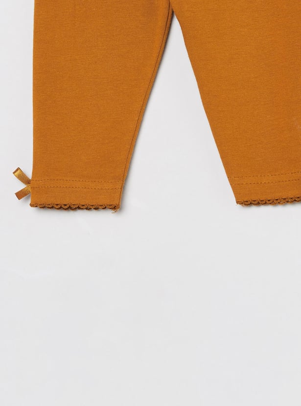 Girls Solid Elasticated Leggings