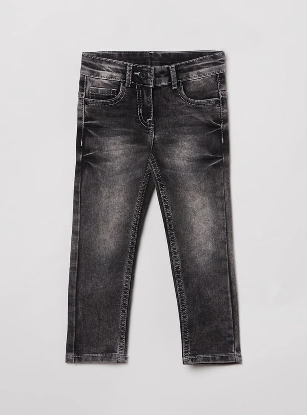 Girls Stonewashed Slim Fit Jeans