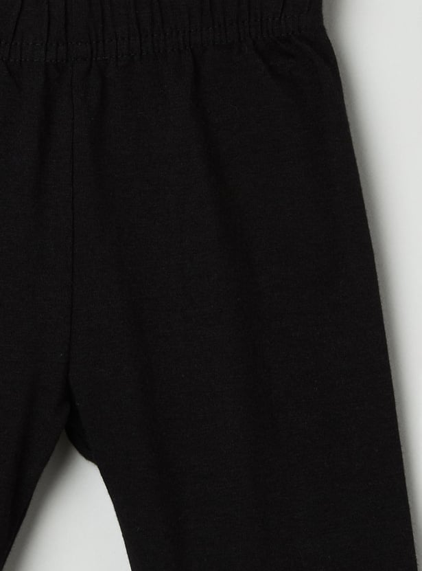Girls Solid Elasticated 3/4th Leggings