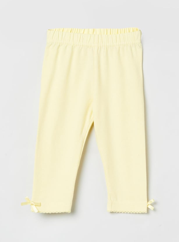 Girls Solid Elasticated 3/4th Leggings
