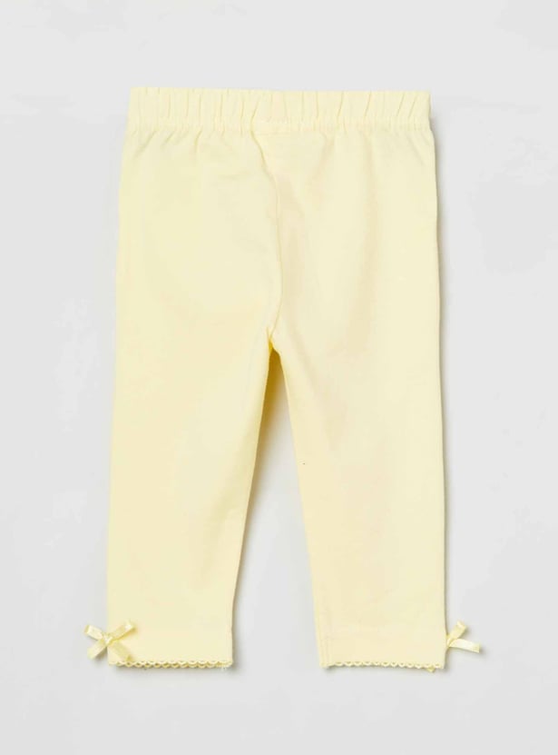 Girls Solid Elasticated 3/4th Leggings