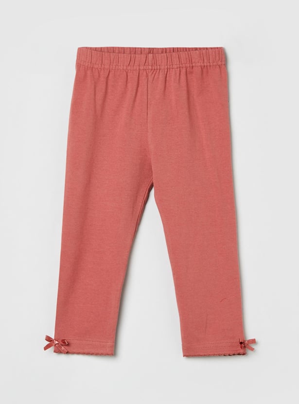 Girls Solid Elasticated 3/4th Leggings