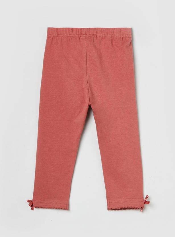 Girls Solid Elasticated 3/4th Leggings