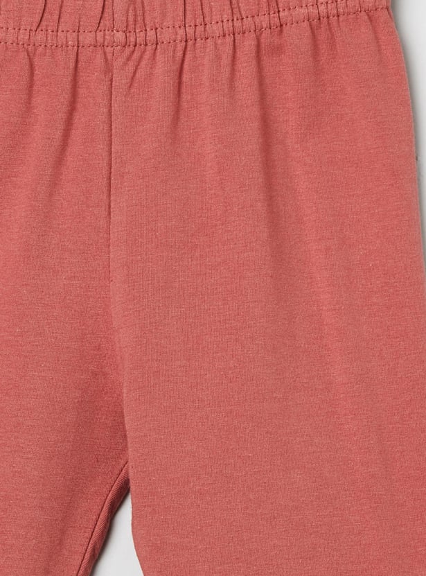 Girls Solid Elasticated 3/4th Leggings