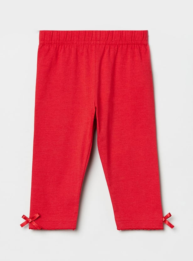 Girls Solid Elasticated 3/4th Leggings