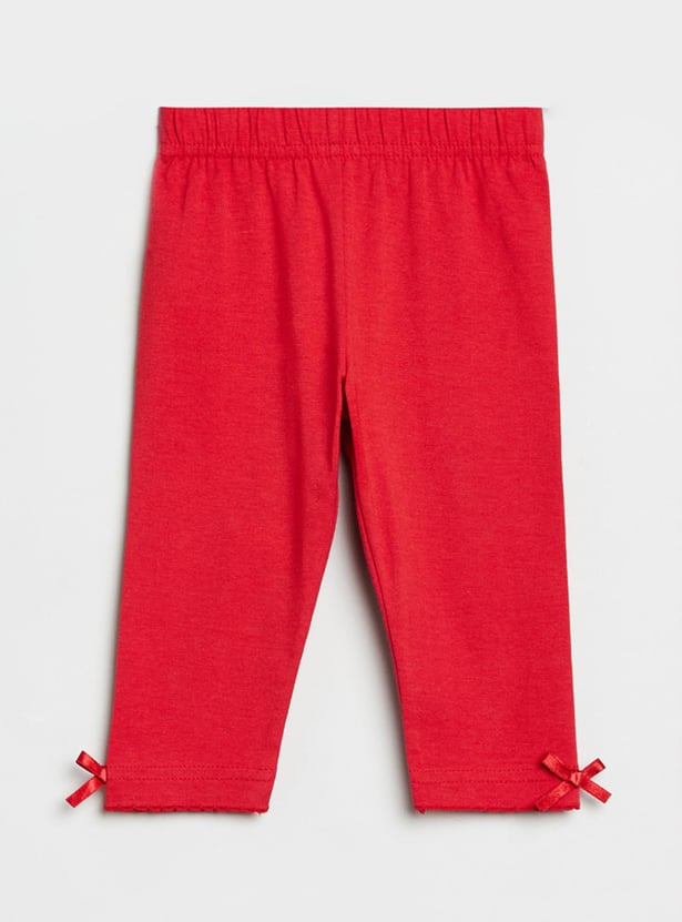 Girls Solid Elasticated 3/4th Leggings