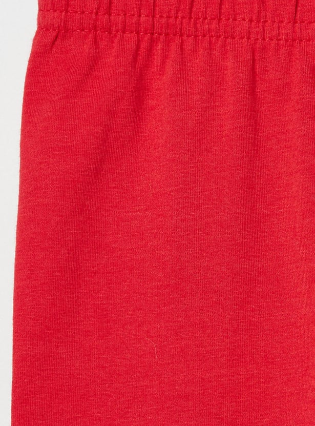 Girls Solid Elasticated 3/4th Leggings