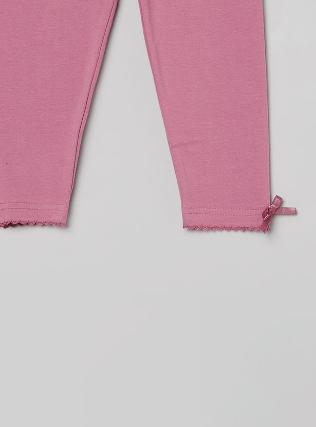 Girls Solid Elasticated Leggings