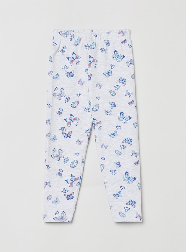 Girls Printed Full Length Elasticated Leggings