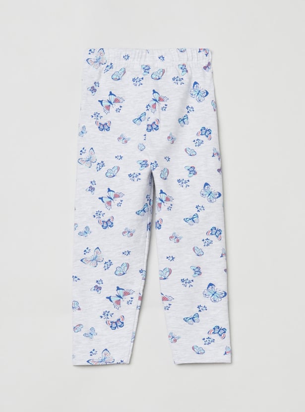 Girls Printed Full Length Elasticated Leggings