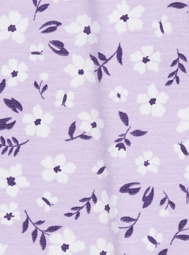 Girls Floral Print Elasticated Leggings