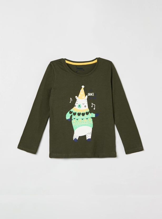Girls Printed Round Neck T-shirt