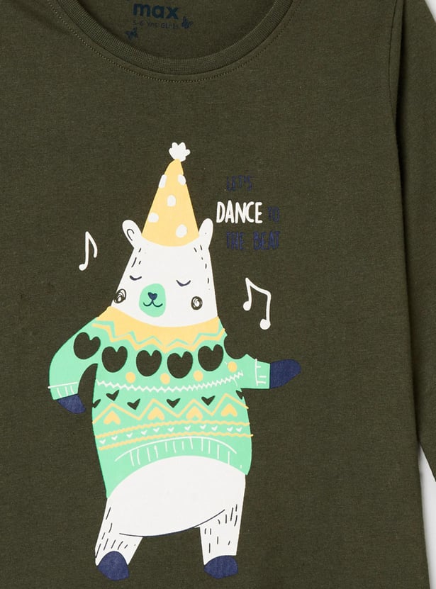Girls Printed Round Neck T-shirt