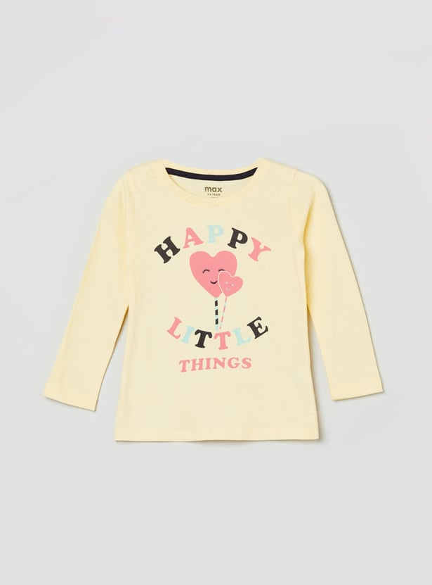 MAX Girls Typographic Print Round Neck T-shirt