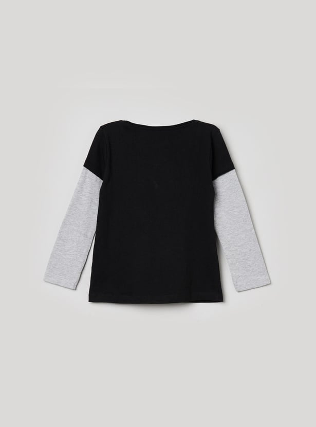 Girls Sequinned Round Neck T-shirt