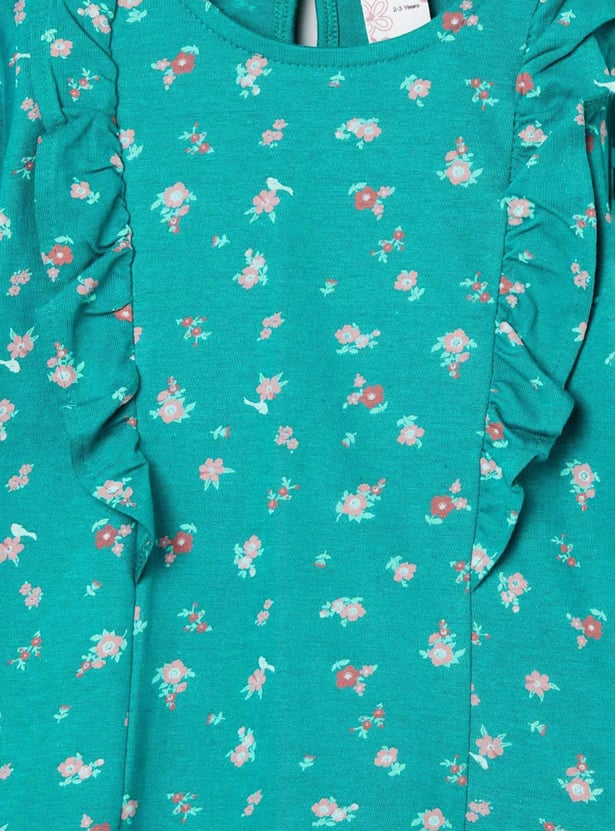 MAX Girls Printed Ruffle Detail Top