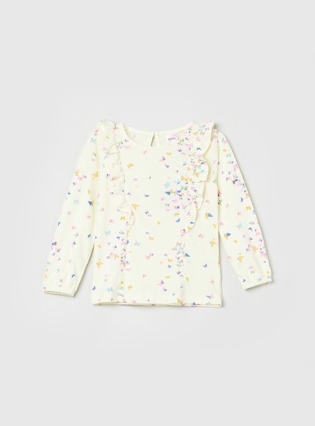 MAX Girls Printed Ruffle Detail Top