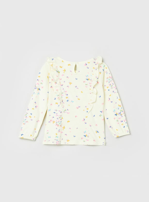 MAX Girls Printed Ruffle Detail Top
