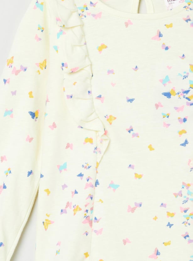 MAX Girls Printed Ruffle Detail Top