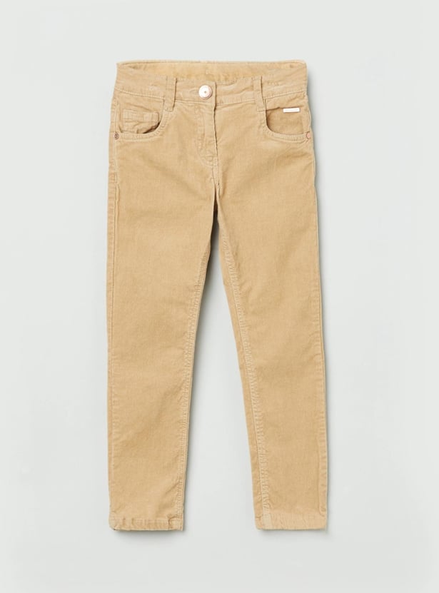 MAX Girls Textured Corduroy Slim Fit Trousers