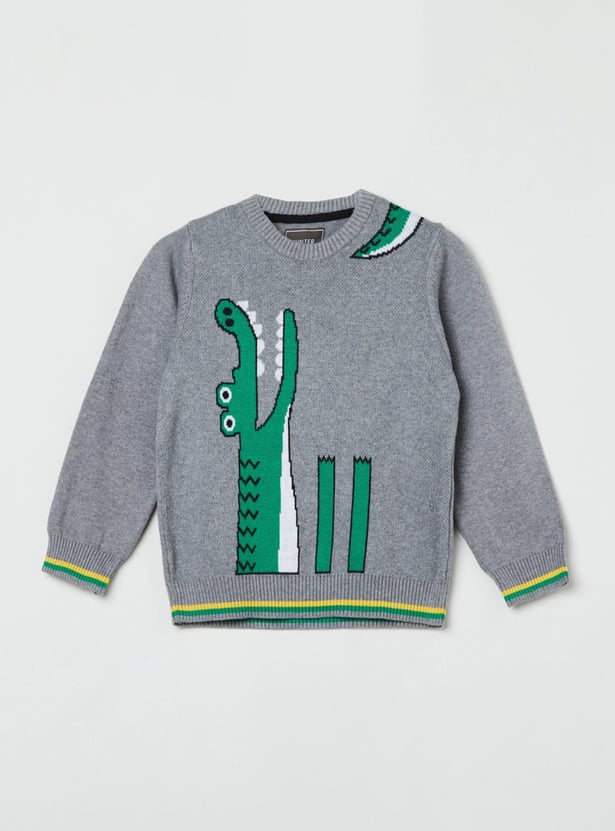 Boys Printed Crew Neck Sweater