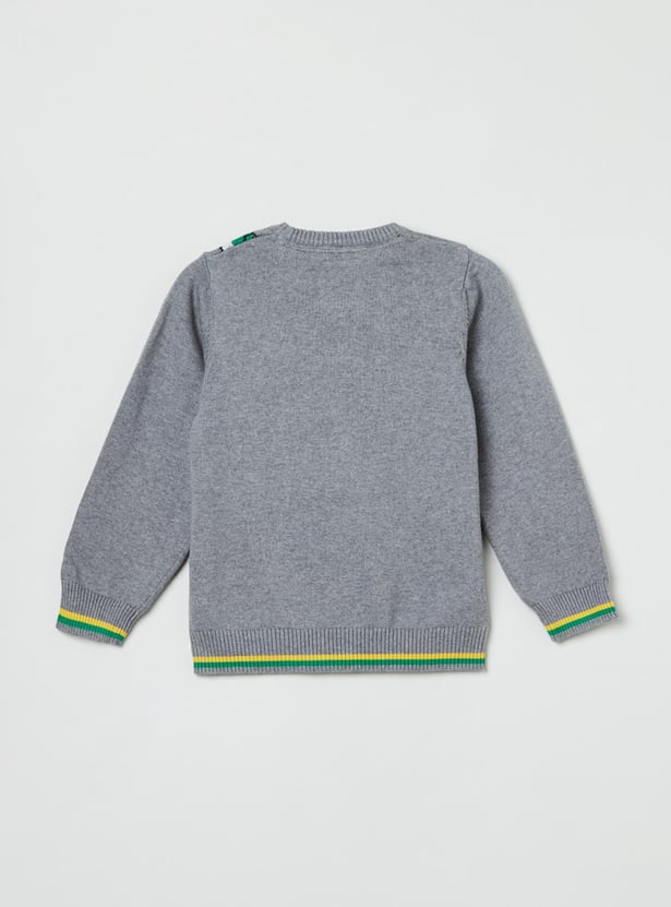 Boys Printed Crew Neck Sweater