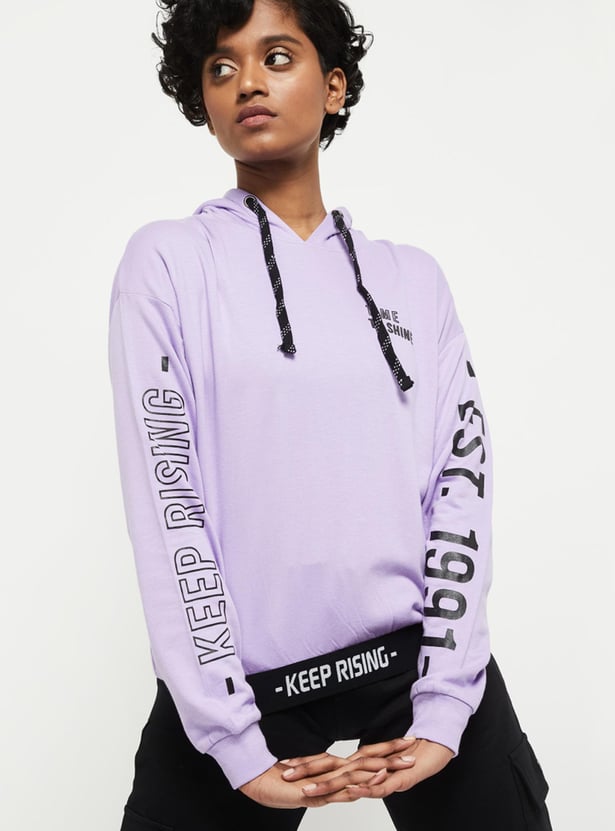 Women Printed Hooded Sweatshirt