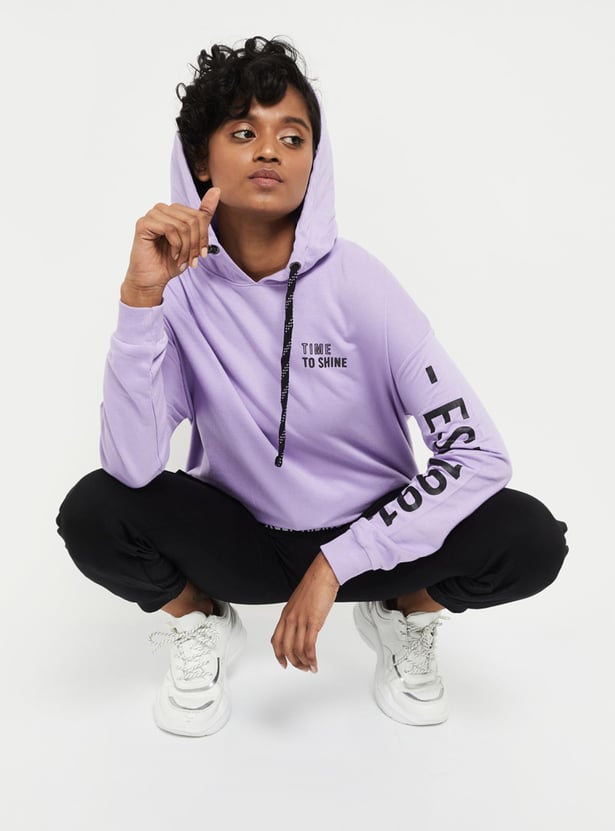 Women Printed Hooded Sweatshirt