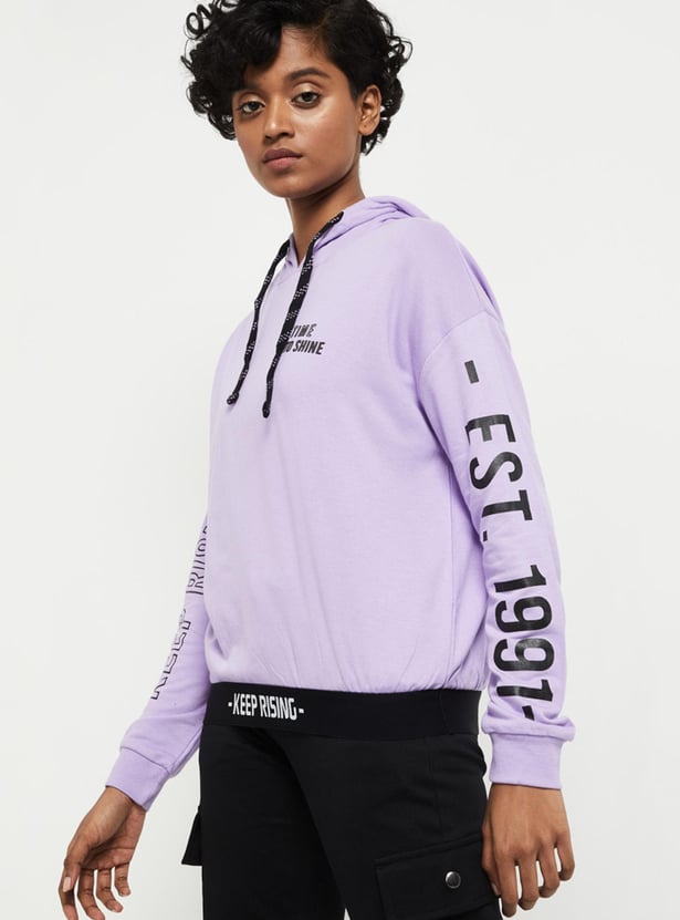 Women Printed Hooded Sweatshirt