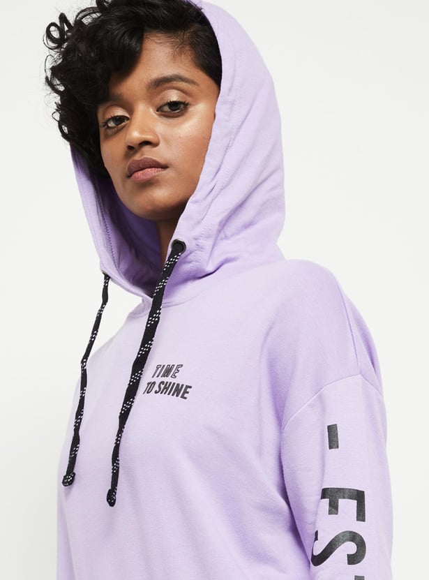 Women Printed Hooded Sweatshirt