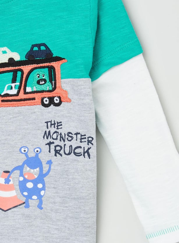 Boys Colorblocked Crew Neck T-shirt