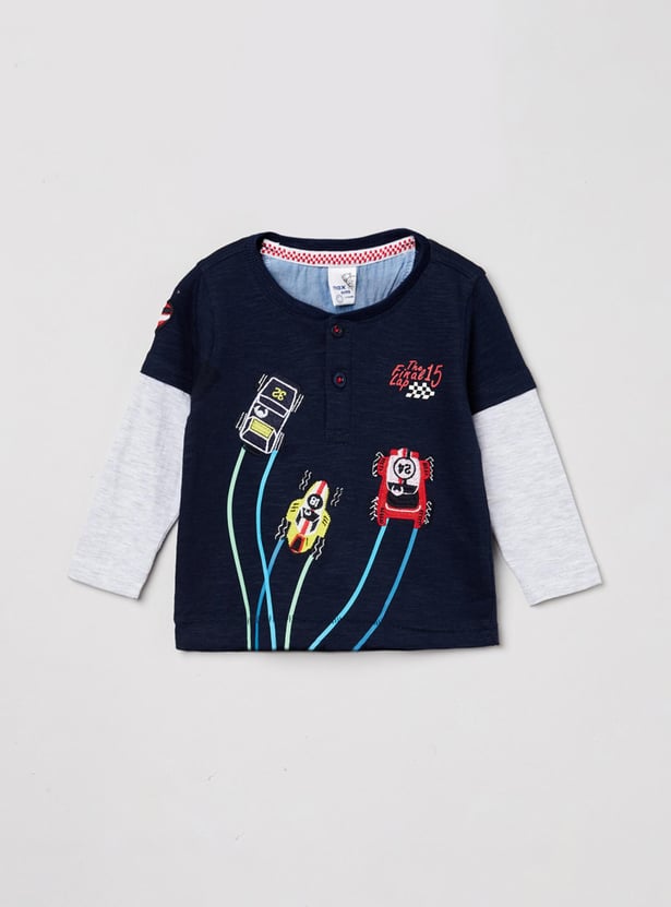 Boys Embroidered Crew Neck T-shirt