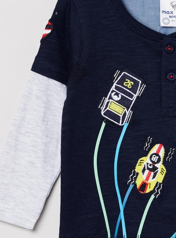 Boys Embroidered Crew Neck T-shirt