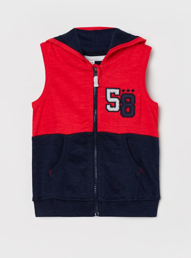 Buy MAX Boys Colourblocked Hooded Sleeveless Sweatshirt Online at
