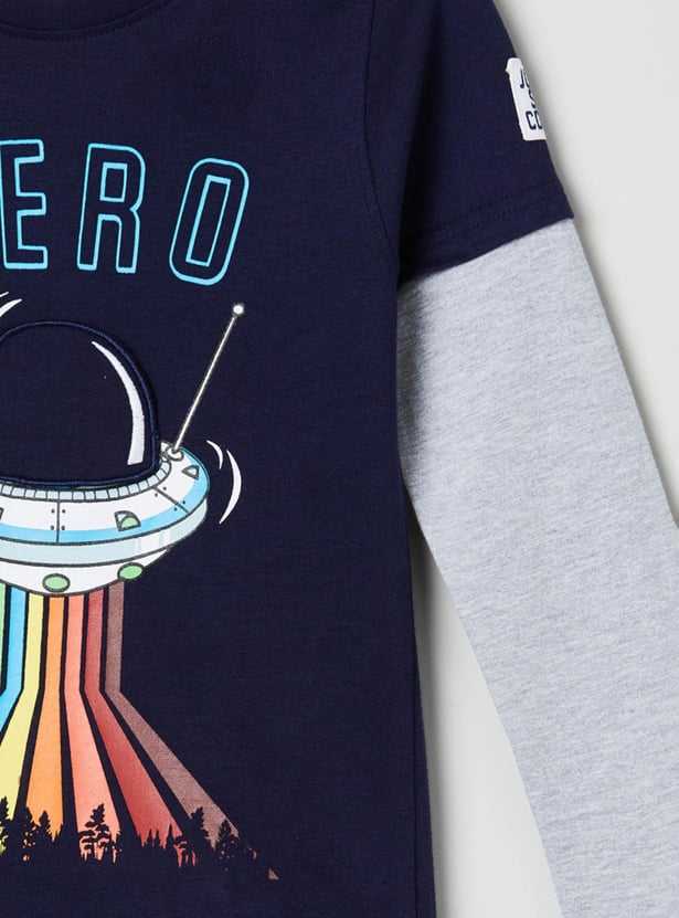 Boys Graphic Print Crew Neck T-shirt