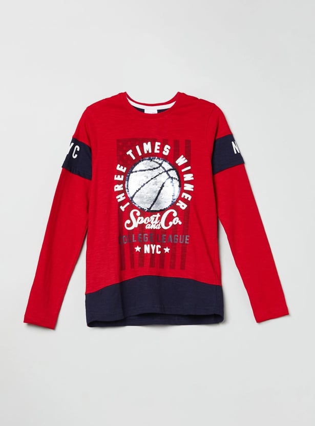 MAX Boys Sequinned Crew Neck T-shirt