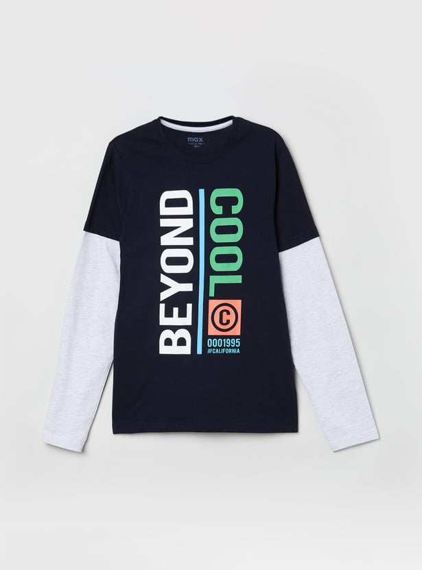 MAX Boys Typograph Print Crew Neck T-shirt