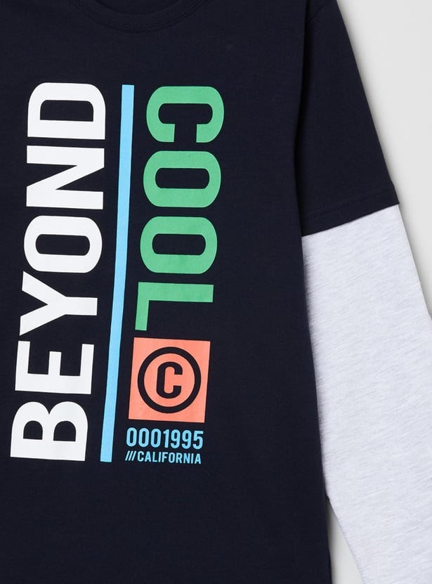 MAX Boys Typograph Print Crew Neck T-shirt