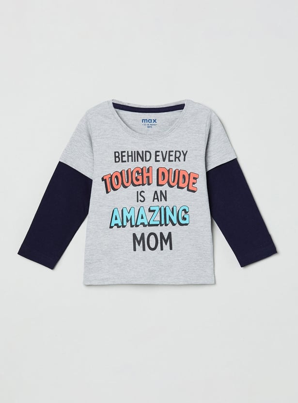 Boys Typographic Print Crew Neck T-shirt