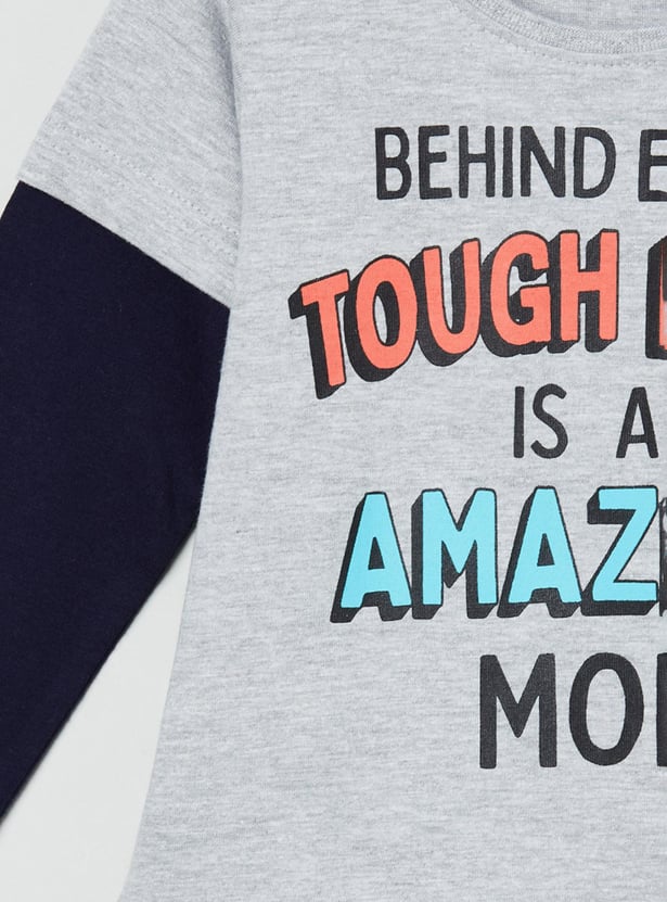 Boys Typographic Print Crew Neck T-shirt