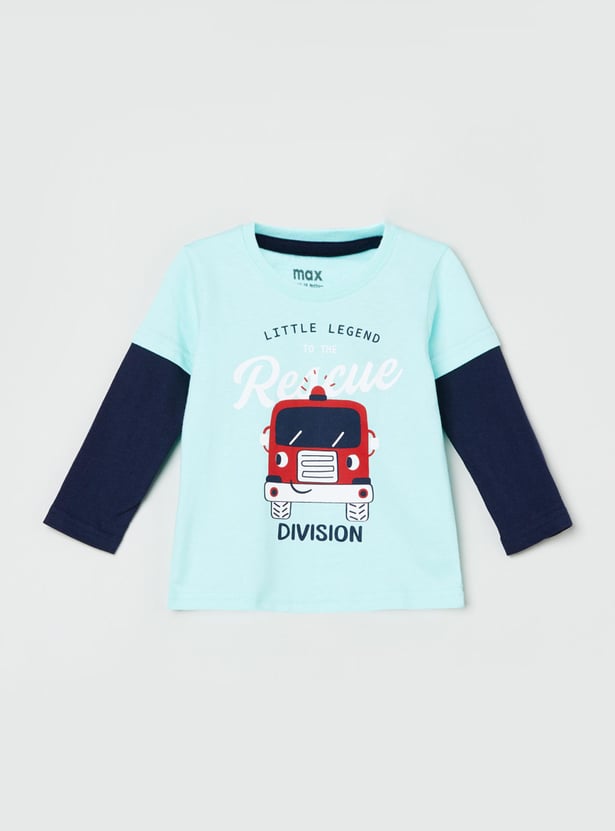 Boys Typographic Print Crew Neck T-shirt