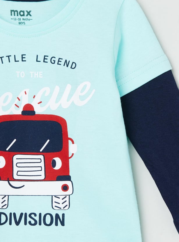 Boys Typographic Print Crew Neck T-shirt
