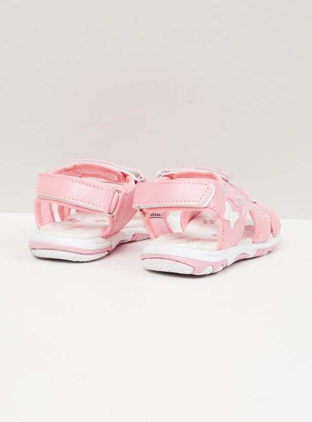 Girls Printed Velcro Strap Sandals