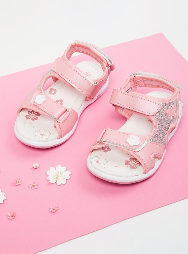 Girls Printed Velcro Strap Sandals