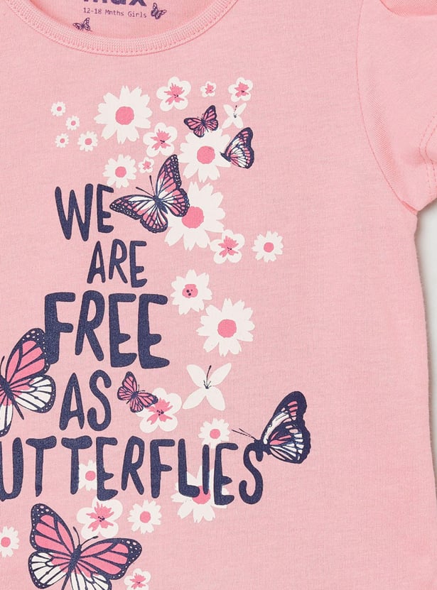 MAX Girls Printed Round Neck T-shirts - Pack of 5