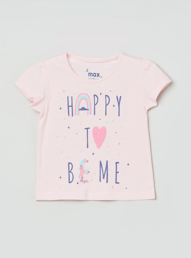MAX Girls Printed Round Neck T-shirts - Pack of 5