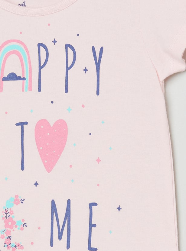 MAX Girls Printed Round Neck T-shirts - Pack of 5