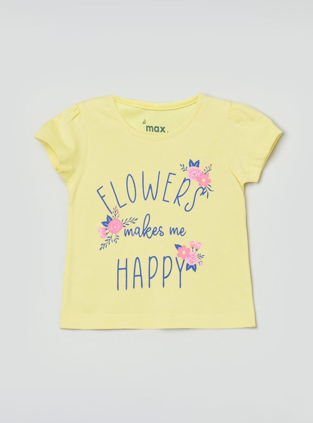 MAX Girls Printed Round Neck T-shirts - Pack of 5