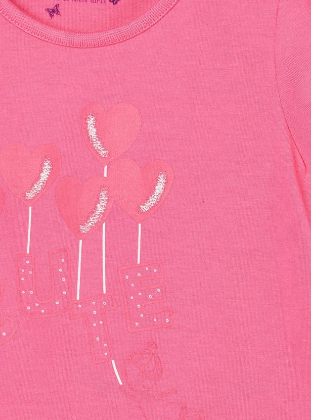 MAX Girls Printed Round Neck T-shirts - Pack of 5